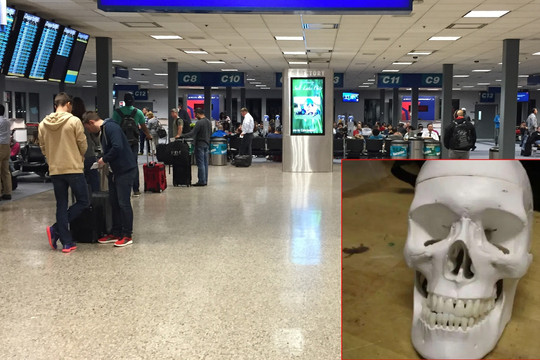 Sân bay ngừng hoạt động vì phát hiện vật lạ hình đầu lâu trong hành lý khách bay