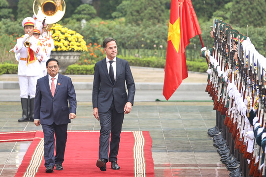 Hình ảnh: Thủ tướng Phạm Minh Chính chủ trì lễ đón chính thức Thủ tướng Hà Lan Mark Rutte