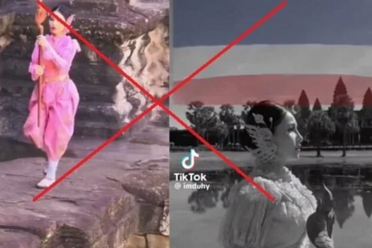Xem xét xử lý TikToker Việt Nam ghép cờ Thái Lan vào clip Angkor Wat