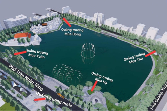 5 quảng trường tác động ra sao đến mặt nước, cây xanh hồ Thiền Quang?