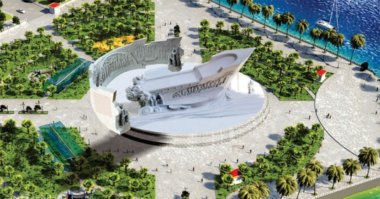 Hình hài tượng đài con tàu trị giá 80 tỷ đồng, cao tương đương căn nhà 3 tầng sắp được hoàn thành bên bờ biển Sầm Sơn
