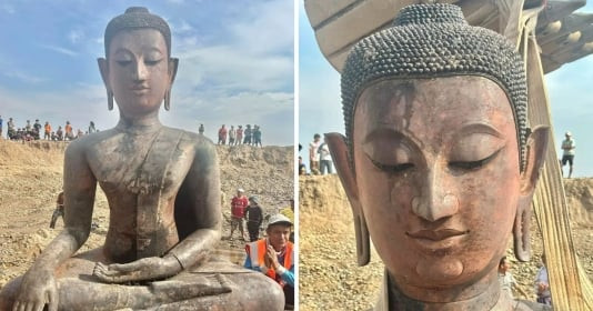 Sông Mê Kông cạn nước, 'anh em Việt Nam' khai quật thành công bức tượng Phật niên đại 1.000 năm