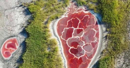 Phát hiện hồ nước 'trái tim màu đỏ' nằm giữa sa mạc rộng 42.700km2, tuổi thọ lên tới 100 năm, là 'trái tim của thế giới'