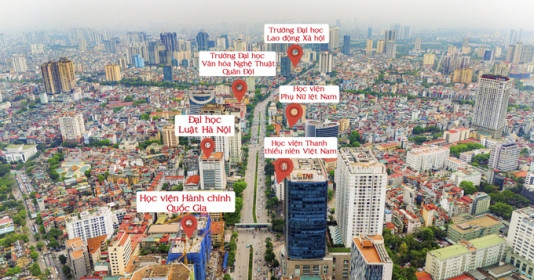 Hà Nội có một tuyến đường dài chưa đầy 1km nhưng có đến 6 trường đại học, một phần thuộc con đường từng được bình chọn là đẹp, hiện đại nhất Việt Nam