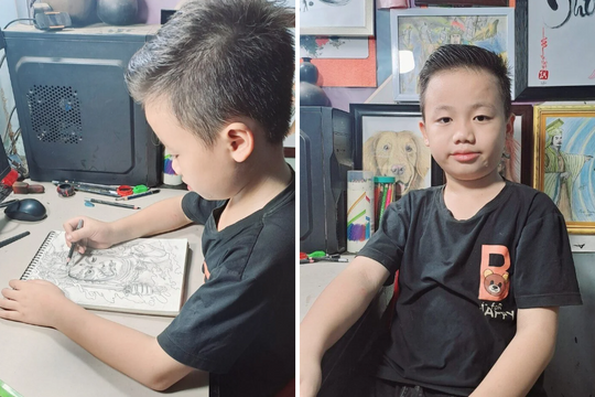 Cậu bé Việt 10 tuổi 'gây sốt MXH' nhờ tài vẽ tranh đẹp hút hồn dù chưa học qua lớp hội họa nào