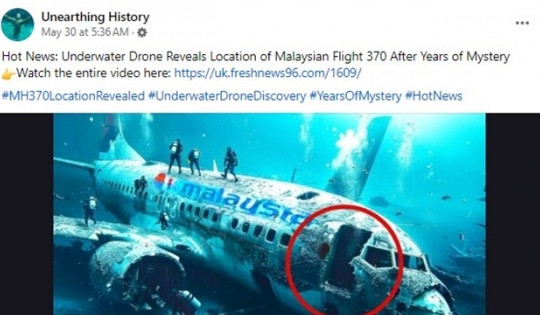 Bất ngờ xuất hiện hình ảnh về xác máy bay MH370 sau 10 năm mất tích bí ẩn, thực hư ra sao?