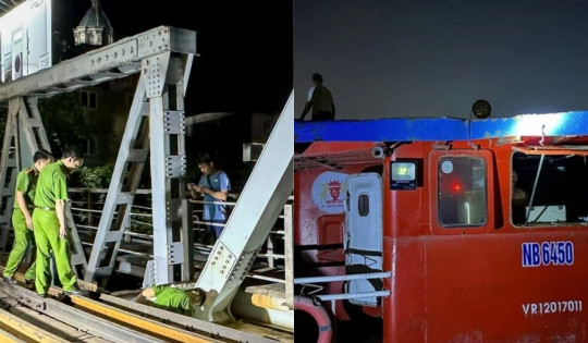 Sà lan đâm sầm làm biến dạng ray cầu Quay: Tuyến đường sắt Hà Nội - Hải Phòng bị tê liệt