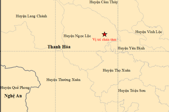 Động đất 4.1 độ richter ở Thanh Hóa, độ sâu tiêu chấn 10km