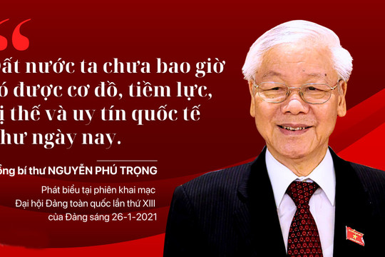 "Đất nước ta chưa bao giờ có được cơ đồ, tiềm lực, vị thế và uy tín quốc tế như ngày nay"