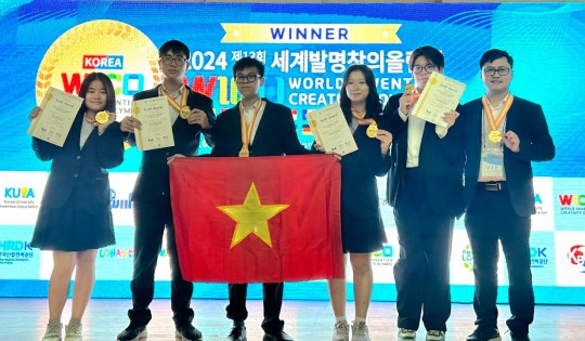 Mang ‘vỏ lạc’ ra quốc tế, học sinh Hà Nội giành Huy chương vàng Olympic Phát minh và Sáng chế thế giới