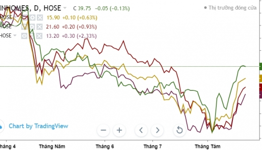 Cổ phiếu bất động sản Top đầu VHM, NVL, PDR, DXG tăng mạnh 15-30%