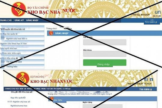 Kho bạc Nhà nước cảnh báo về nguy cơ lừa đảo từ trang web giả mạo