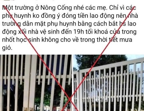 Công an xác minh thông tin nhà trường ‘dằn mặt’ phụ huynh bằng cách bắt học sinh dọn vệ sinh đến tối