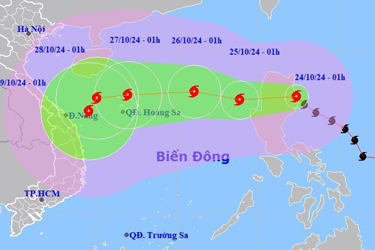 Tin bão Trà Mi mới nhất ngày 24/10, cảnh báo mưa giông trên Biển Đông