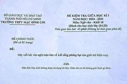 Đề thi Văn về lối sống 'phông bạt' của giới trẻ gây tranh cãi