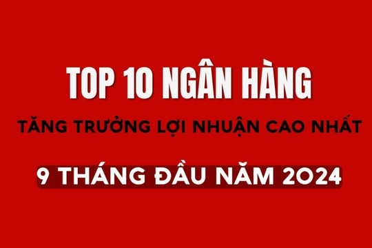 Top 10 ngân hàng tăng trưởng lợi nhuận cao nhất 9 tháng đầu năm 2024