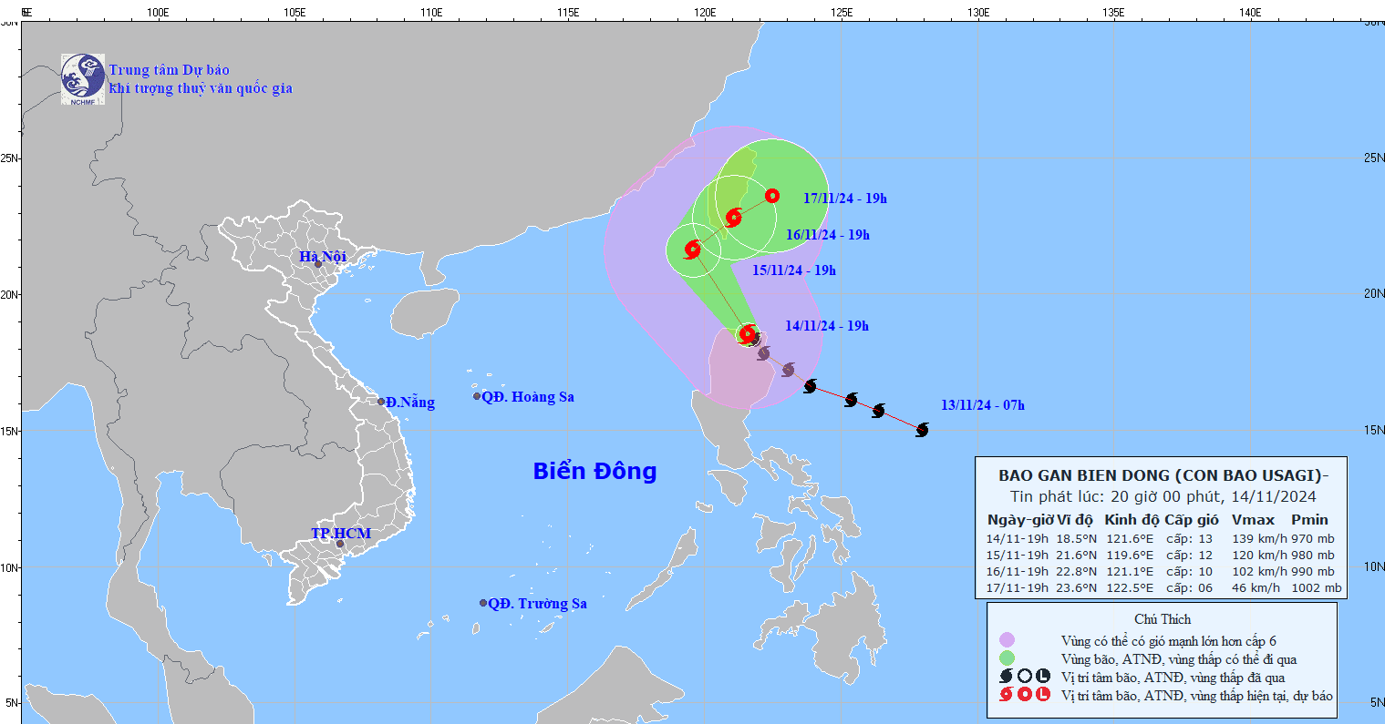 Dự báo thời tiết 15/11/2024: Bão Usagi tiến vào biển Đông, miền Bắc se lạnh