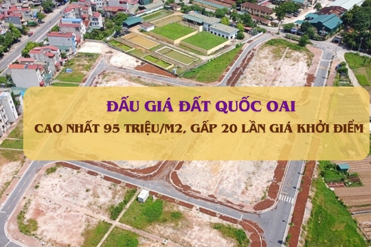 Quốc Oai đấu giá thành công 20 thửa đất, cao nhất gấp 20 lần giá khởi điểm