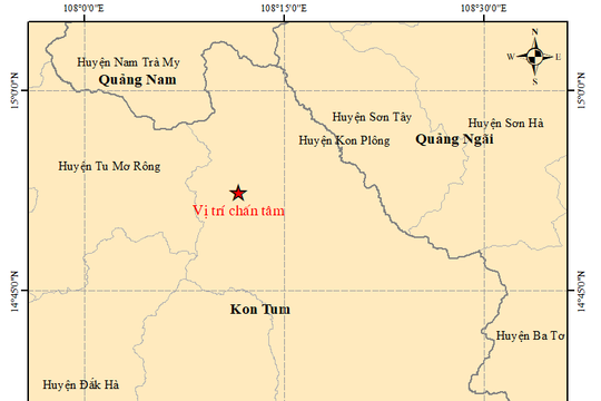 Vừa xảy ra hai trận động đất liên tiếp ở Quảng Nam