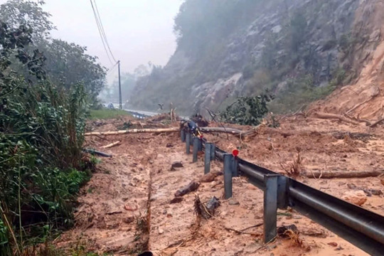 Sạt lở dội khoảng 1.000m3 đất đá xuống đèo Khánh Lê: Giao thông Nha Trang - Đà Lạt bị chia cắt, khẩn trương điều phương tiện đến khắc phục sự cố