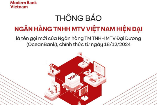 Ngân hàng Đại Dương (OceanBank) đổi tên thành ngân hàng Việt Nam hiện đại