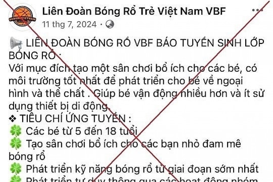 Đăng ký học bóng rổ qua trang Facebook ‘Liên đoàn Bóng rổ Việt Nam VBF’, người phụ nữ mất trắng hơn 1 tỷ đồng