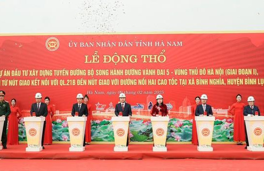 Hà Nam: Khởi công xây dựng tuyến đường bộ song hành vành đai 5- Vùng Thủ đô