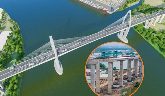 Cầu nghìn tỷ có nhịp chính lớn nhất Đông Nam Á sau 2 năm xây dựng: Trụ chính vươn cao hàng chục mét, dự kiến hoàn thành vượt tiến độ