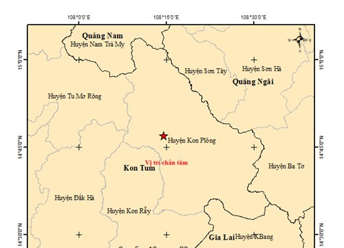 Hôm nay, xảy ra 6 trận động đất liên tiếp tại Kon Tum