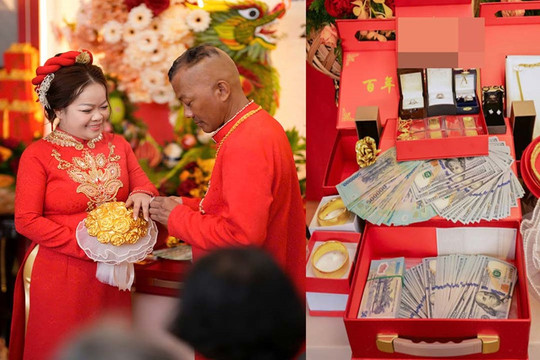 Lấy chồng hơn 21 tuổi, cô gái Bình Dương nhận hoa cưới 11 cây vàng, mâm sính lễ khiến chị em đỏ mắt