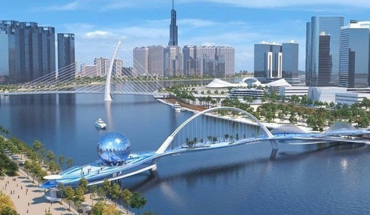Cầu đi bộ nghìn tỷ đầu tiên bắc qua dòng sông biểu tượng tại đô thị đặc biệt của Việt Nam có chuyển động mới