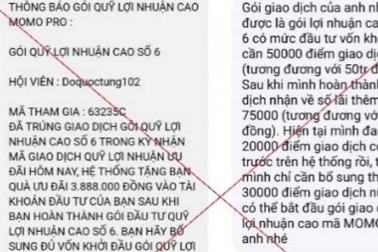 'Sập bẫy' đầu tư MoMo Pro giả mạo, người đàn ông ở Hà Nội mất hơn 300 triệu