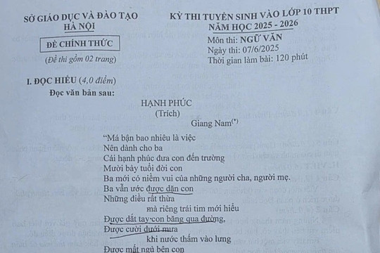 Đề thi và đáp án môn Ngữ văn kỳ thi vào lớp 10 TP. Hà Nội năm 2025 đầy đủ, chính xác nhất