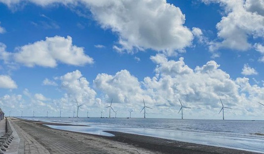 Bãi biển đặc biệt ở miền Tây Việt Nam gây ấn tượng với những cánh quạt điện gió khổng lồ