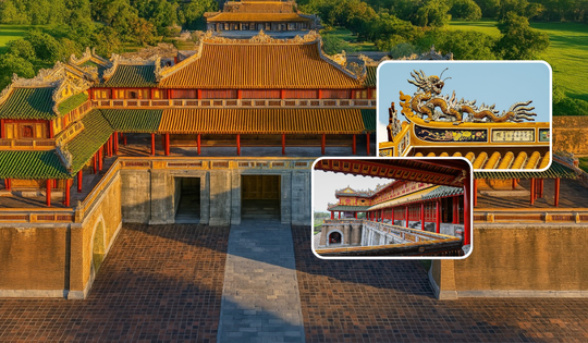 Công trình là biểu tượng huy hoàng của triều Nguyễn xưa: Bộ khung 100 cột hoàn toàn từ gỗ lim, là tổ hợp 9 lầu hợp thành