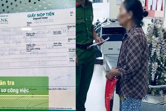 Cụ T. 76 tuổi cầm mẩu giấy cùng 100 triệu đến ngân hàng yêu cầu chuyển đi, nhân viên Agribank lập tức mời công an đến làm việc