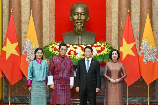 Chủ tịch nước Lương Cường chủ trì lễ đón cấp Nhà nước Quốc vương Bhutan
