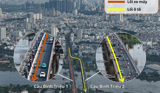 Từ ngày mai, lộ trình qua cầu Bình Triệu 1, Bình Triệu 2 sẽ có thay đổi lớn