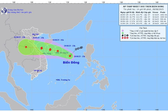 Áp thấp nhiệt đới có thể mạnh lên thành bão số 6, đổ bộ vào miền Trung