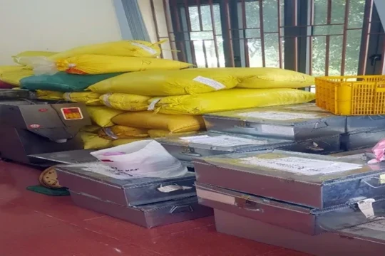 Kiểm tra xe tải 92C-211.53, lực lượng chức năng phát hiện 2 tấn sản phẩm giả cà phê, được chế biến từ 100% đậu nành tẩm hương liệu