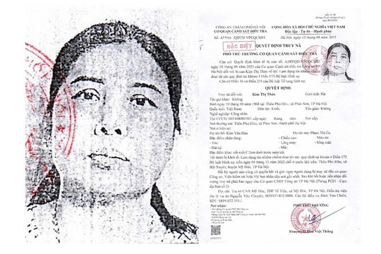 Truy nã đặc biệt Kim Thị Thảo, sinh năm 1968