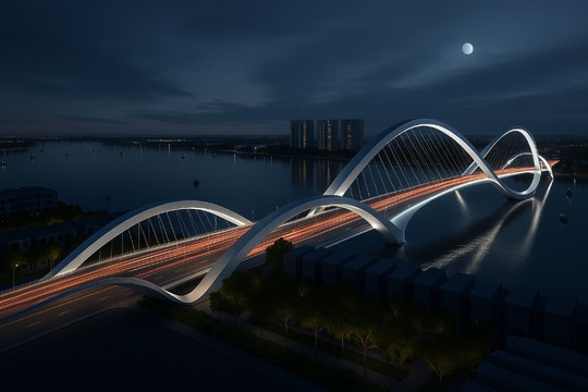 Siêu đô thị lấn biển của Vingroup sẽ có 2 cầu vượt biểu tượng, là điểm trình diễn ánh sáng đẳng cấp