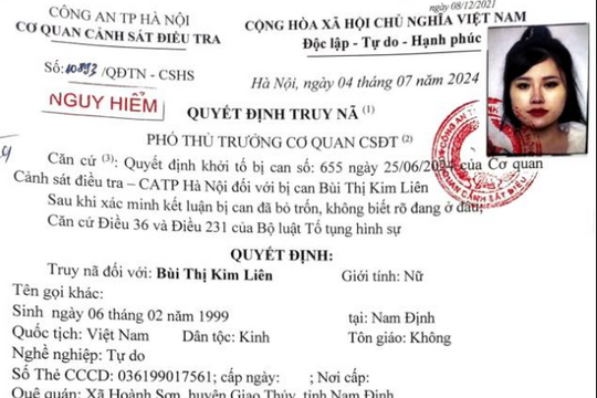 Phát lệnh truy nã Bùi Thị Kim Liên sinh năm 1999