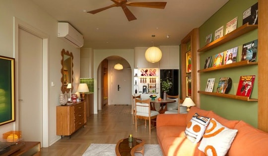 Tổ ấm 77m2 đậm tính nghệ sĩ: Căn hộ nhỏ mang hơi thở Địa Trung Hải và mid-century