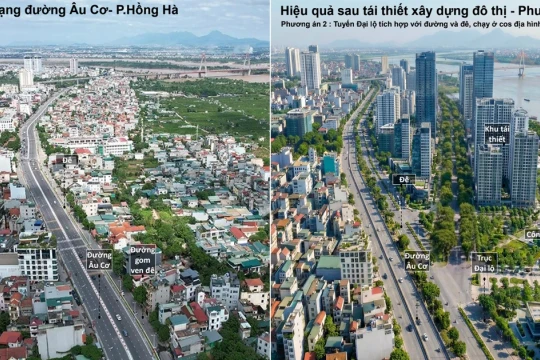 Phương án, phối cảnh đầu tiên của trục đại lộ cảnh quan sông Hồng