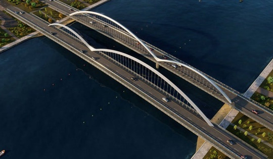 Hôm nay, Vingroup chính thức khởi công cầu vòm thép kết nối khu đô thị tỷ USD với sân bay quốc tế