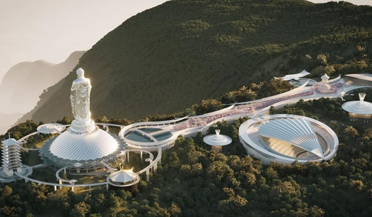 Tượng Phật cao nhất thế giới tại Việt Nam thuộc siêu dự án tâm linh 35.000 tỷ: Hạng mục đầu tiên dần thành hình, dự kiến hoàn thiện sau 1 năm nữa