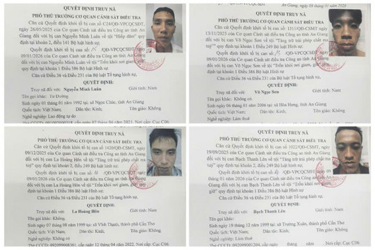 Phát lệnh truy nã toàn quốc 4 đối tượng trốn khỏi nơi giam giữ