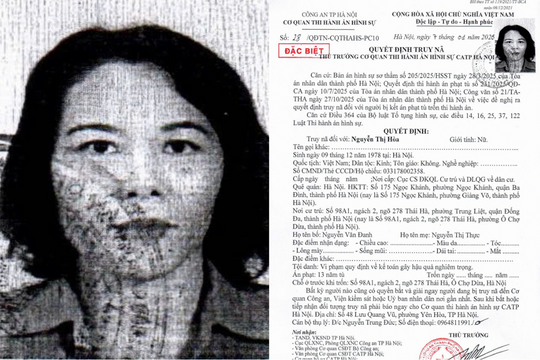 Truy nã đặc biệt Nguyễn Thị Hòa SN 1978