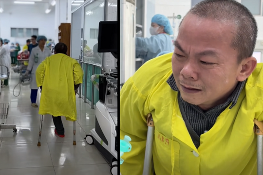 Nghẹn ngào cảnh cha khuyết tật chống nạng nói lời tiễn biệt con trai 25 tuổi trước giờ hiến tạng